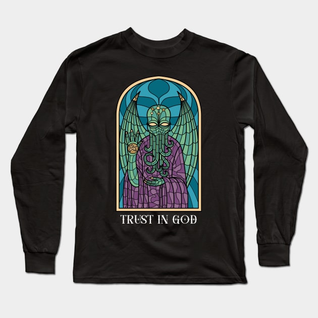 Cthulhu's Awakening: Unholy Presence in the Church Long Sleeve T-Shirt by Holymayo Tee